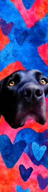 Free printable dog bookmark featuring close up of black lab face artistic bookmark